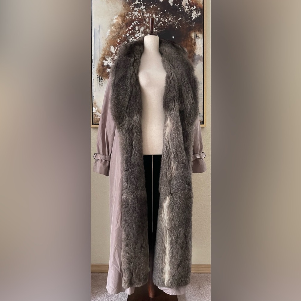 RARE Vintage Furs by Robert trench coat fox / mink fur JACKET three way size 12